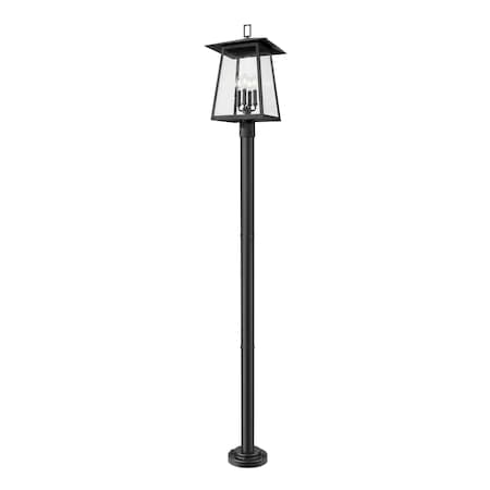 Z-Lite Rainer 4 Light Outdoor Post Mounted Fixture, 13.5in. W x 98in. H, Black 5015PHBR-5012P-BK
